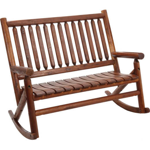 Leigh Country Amber-Log Stained Amber Acacia Wood Double Porch Rocker